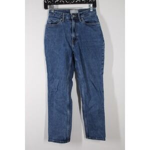 Everlane 25 Blue Crop Curvy Cheeky Jean Straight Leg High Rise Denim Pants